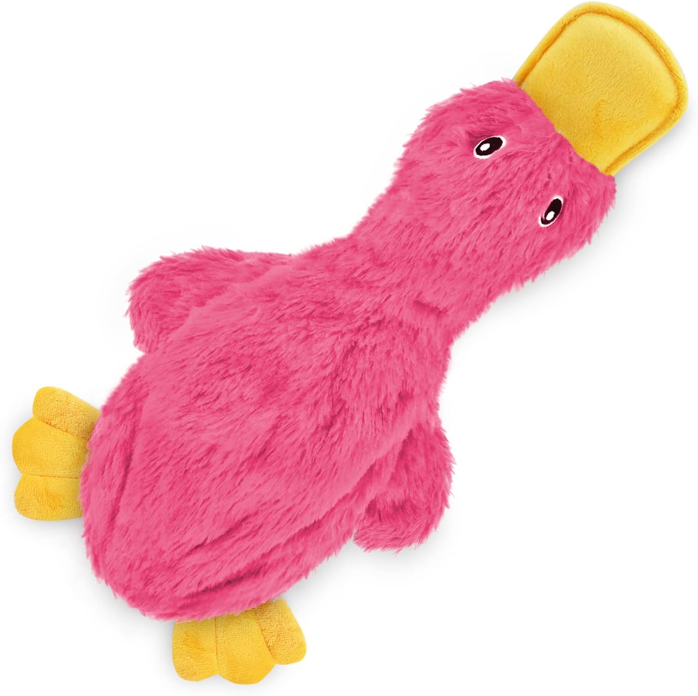Furvoro PinkyCrinkle Duck Dog Toy, Stuffing Free Squeaky Plush Toy for Small, Medium and Large Dogs, Interactive Crinkle Toy for Play and Fetch