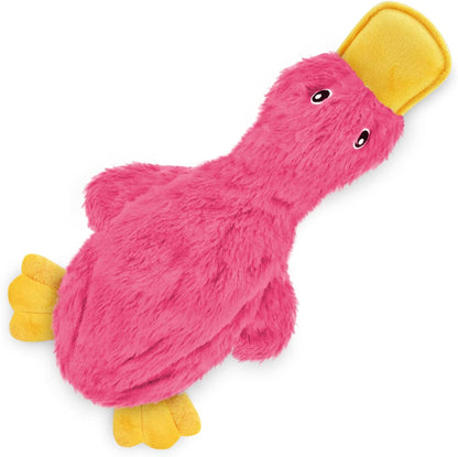 Furvoro PinkyCrinkle Duck Dog Toy, Stuffing Free Squeaky Plush Toy for Small, Medium and Large Dogs, Interactive Crinkle Toy for Play and Fetch